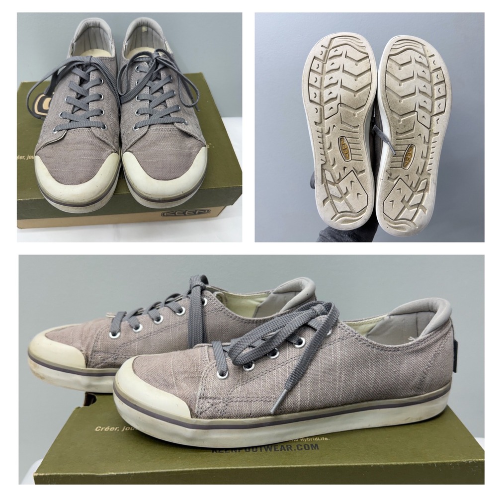 Keen Elsa III Gray Canvas Lace Up Sneakers Womens 9 Low Top Shoes 1020474